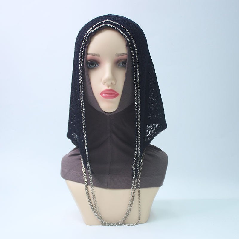 Chain Trim Hijab Cap | Sparkle Knit Balaclava with Chains(MAC375)