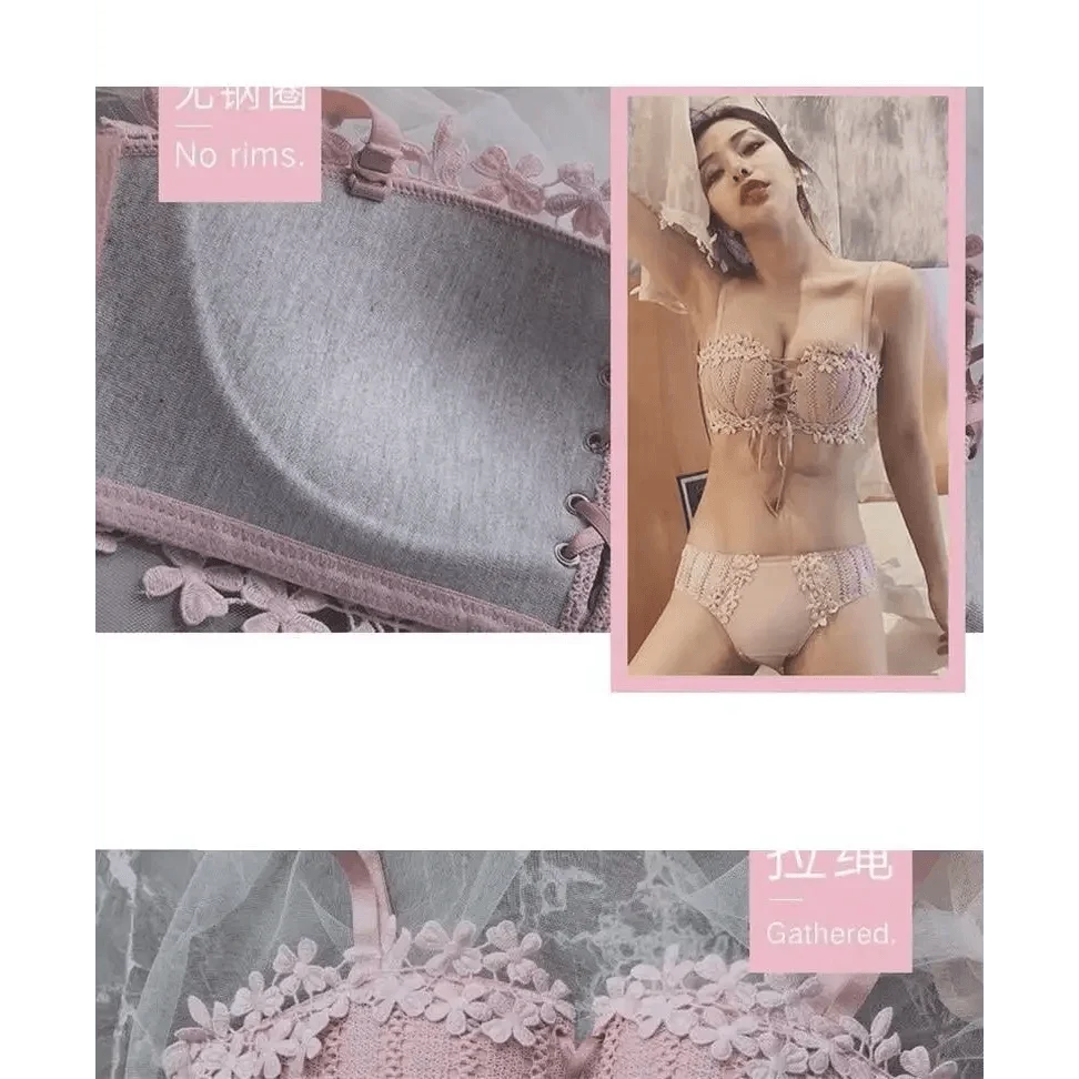 Charming Floral Embroidery Bras for Women Tied Lingerie Seamless Bra Bralette Wireless Brassiere Female Underwear Intimates