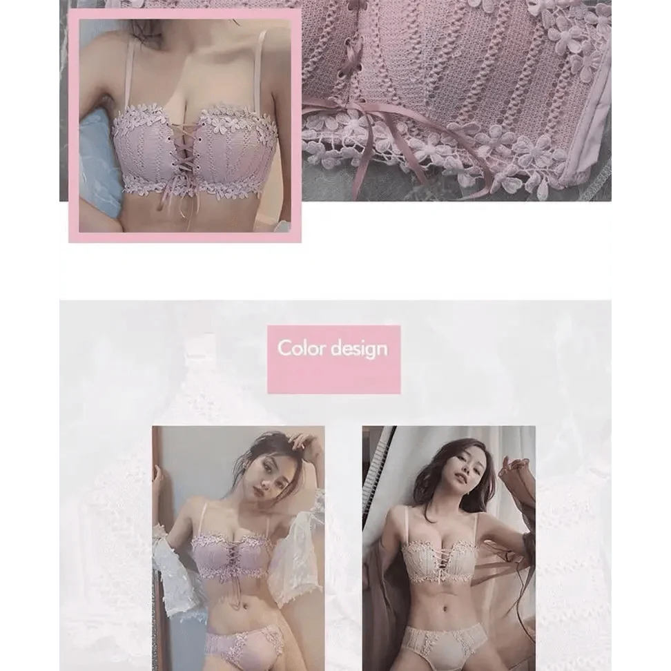 Charming Floral Embroidery Bras for Women Tied Lingerie Seamless Bra Bralette Wireless Brassiere Female Underwear Intimates