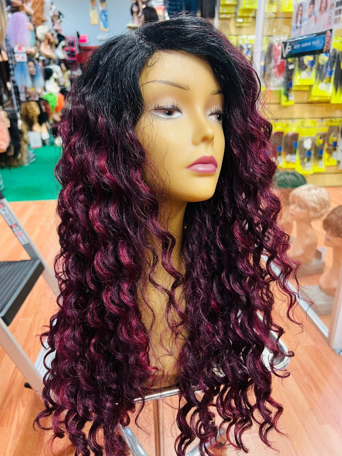 It's a Wig Ciao Bella Deep Lace Part Synthetic Wig, Black to Burgundy TTPMIST99J