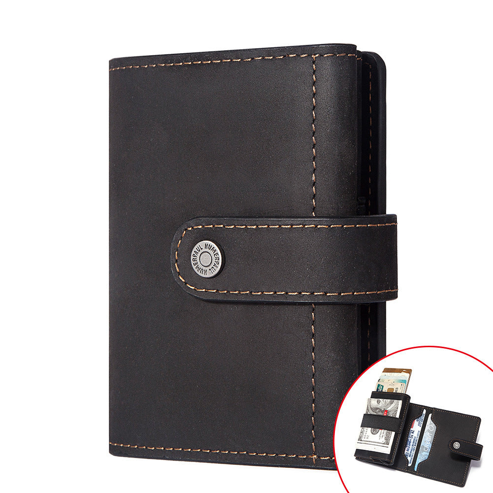 Coin Purse Metal Card Case Leather Card Sleeve ID Sleeve Leather Credit Card Holder