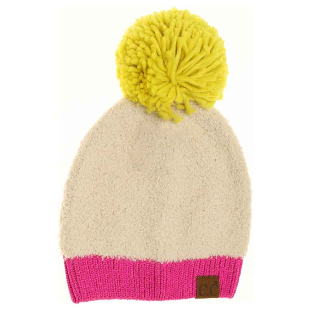 Color Block Knitted Sherpa Pom C.C Beanie
