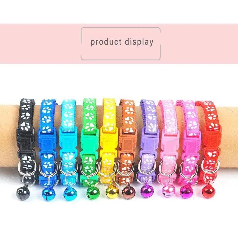 Colorful Super Soft Nylon Pet Adjustable Collars Cute Print Collar Stylish Footprint Pets Necklace Collars For Dogs