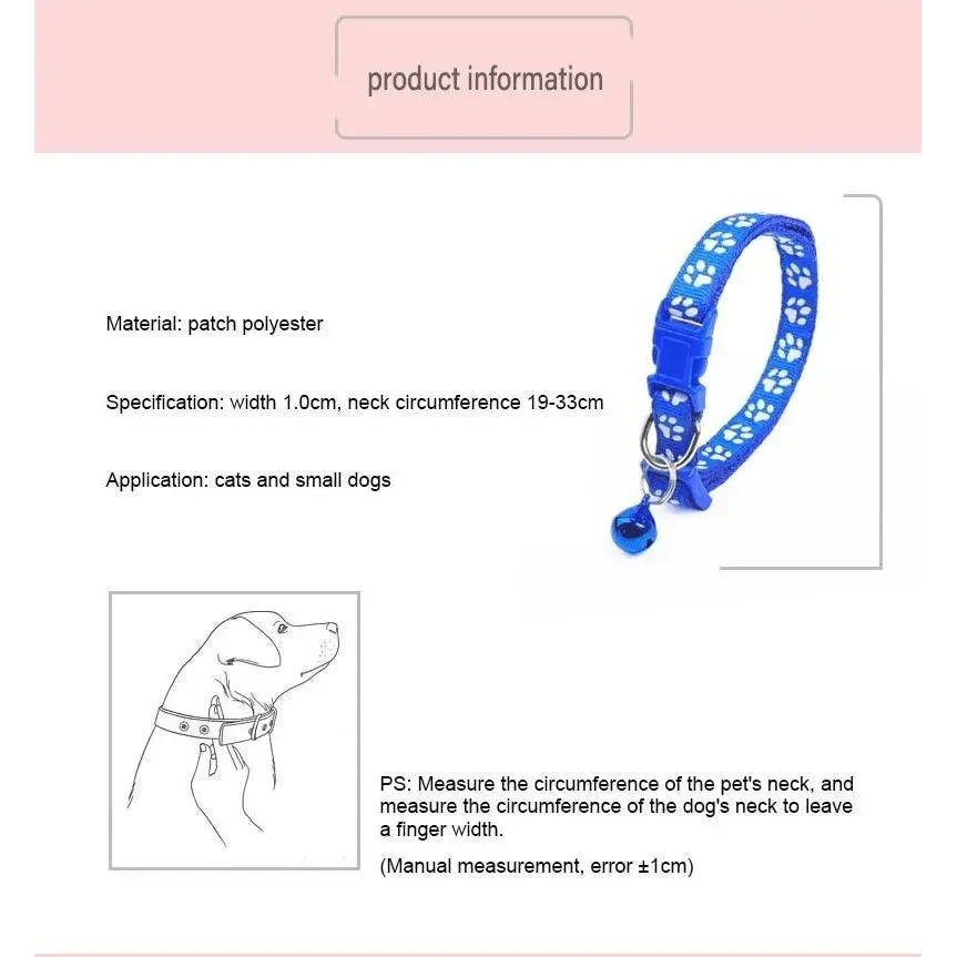 Colorful Super Soft Nylon Pet Adjustable Collars Cute Print Collar Stylish Footprint Pets Necklace Collars For Dogs