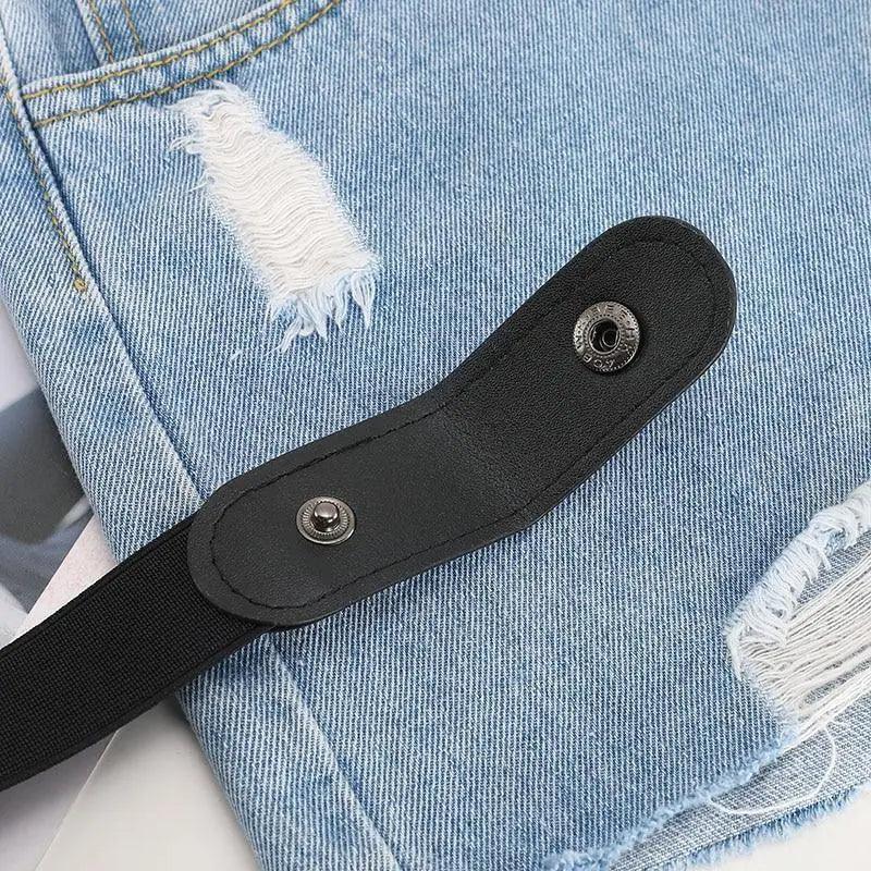Cool Buckle-Free Stretch Elastic Waist Belt Unisex Style No Buckle Fashion Waistbands For Men And Women Simple Black Stretch Belt Invisible Elastic Belt For Jeans Pants Dresses