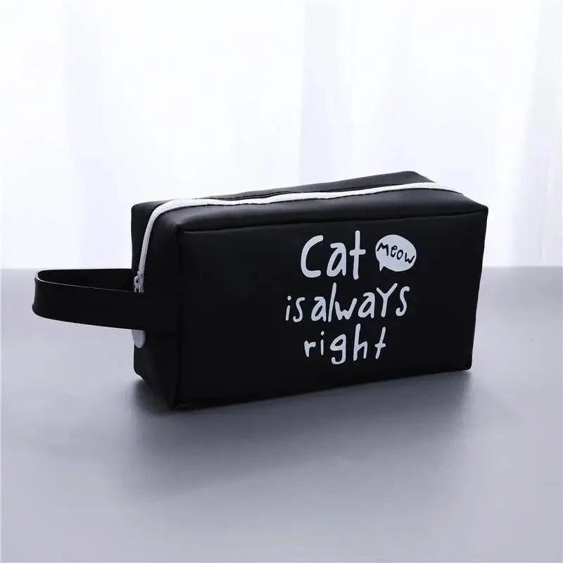 Creative Leather Black Large Capacity  Pencil Pouch For Students Unique Colors Stationery Office Pencil Cases