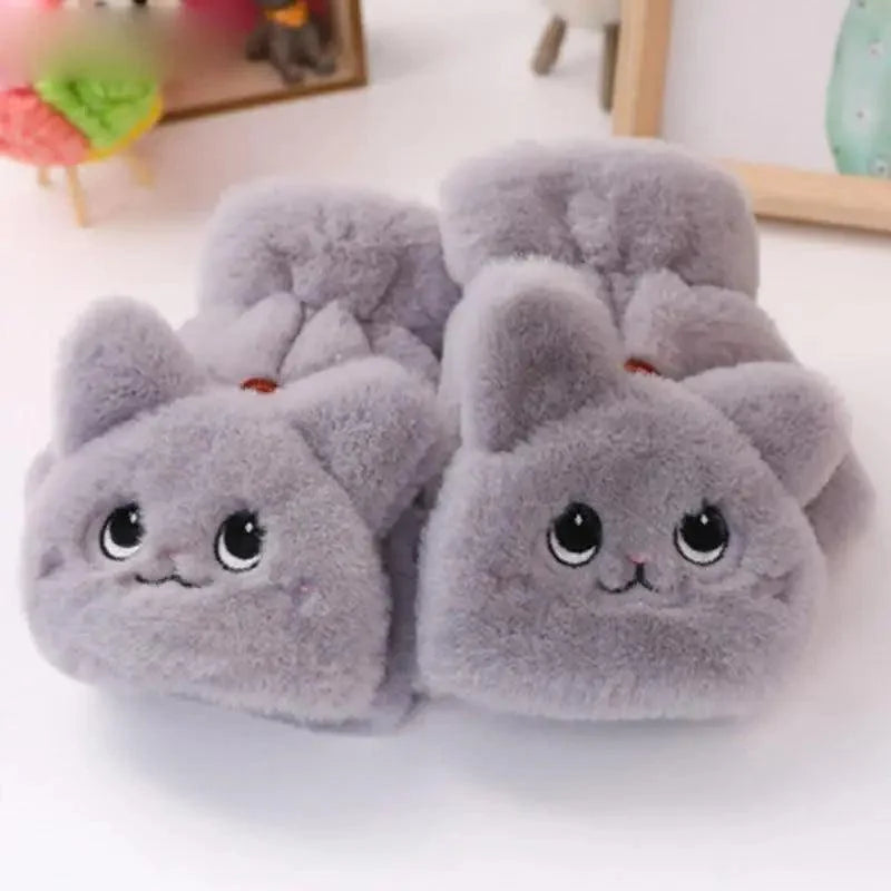 Cute Winter Warm Soft Half Finger Thick One Size Gloves For Women Fashionable Warm Comfortable Stylish Gloves For Girls