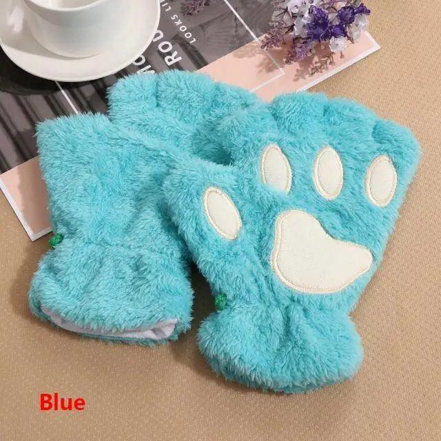 Cute Women Winter 1Pair Warm Fingerless Lovely Gloves Fluffy Colorful Comfortable Gloves For Autumn