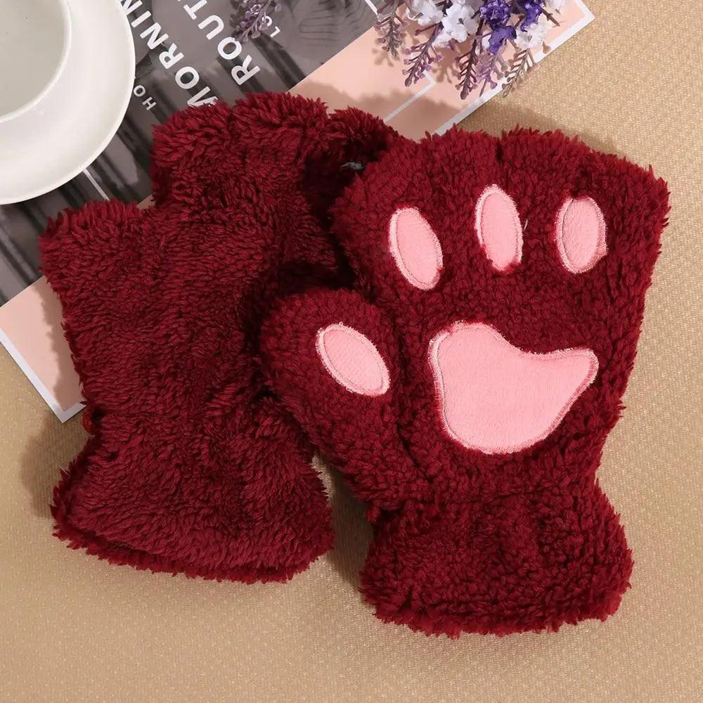 Cute Women Winter 1Pair Warm Fingerless Lovely Gloves Fluffy Colorful Comfortable Gloves For Autumn