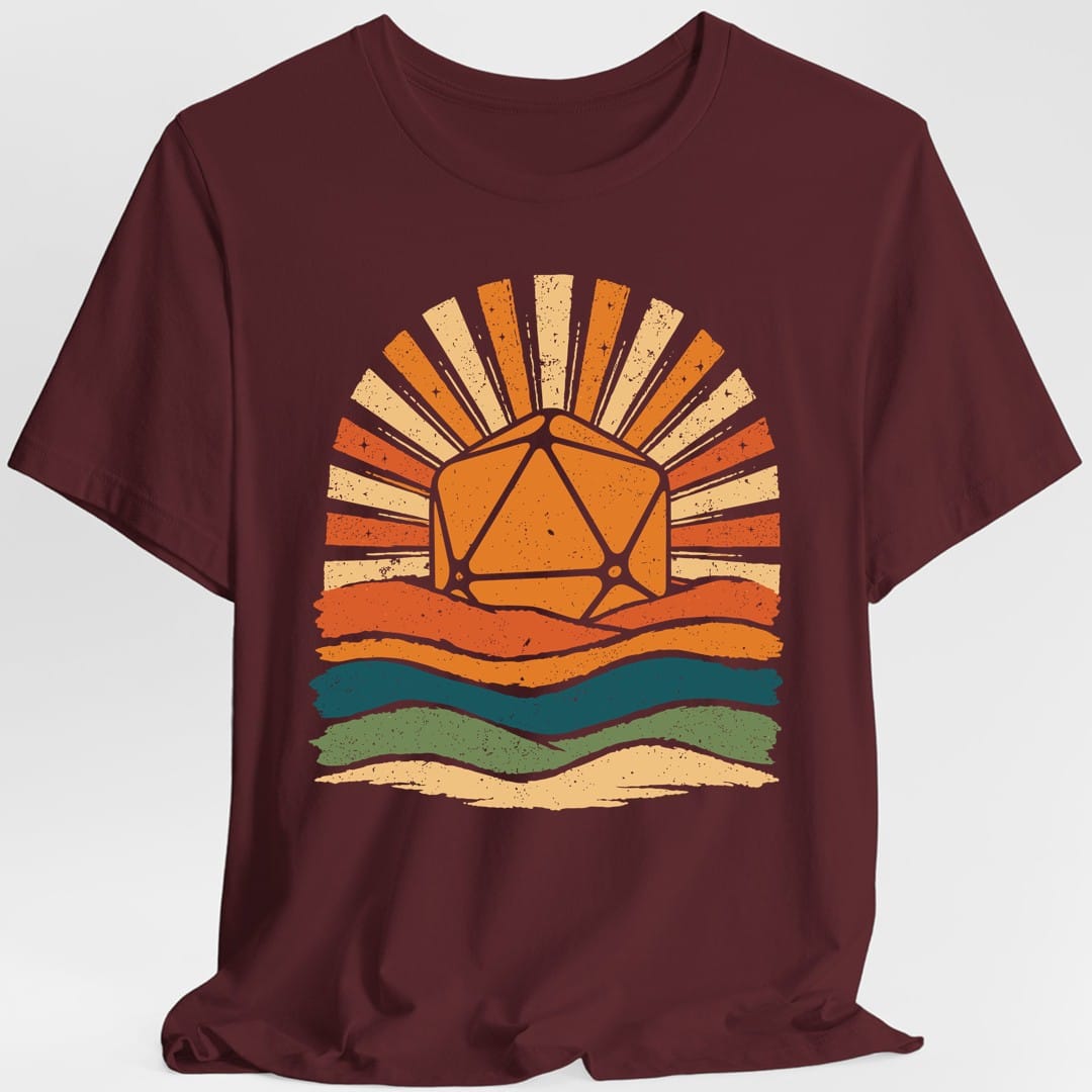 D20 Retro Groovy Sunset T-Shirt