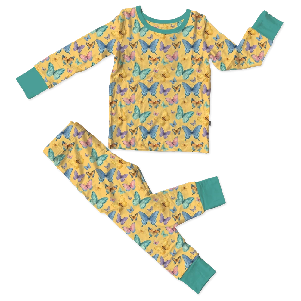 Katherine Butterflies Bamboo 2-Piece Long Sleeve Set