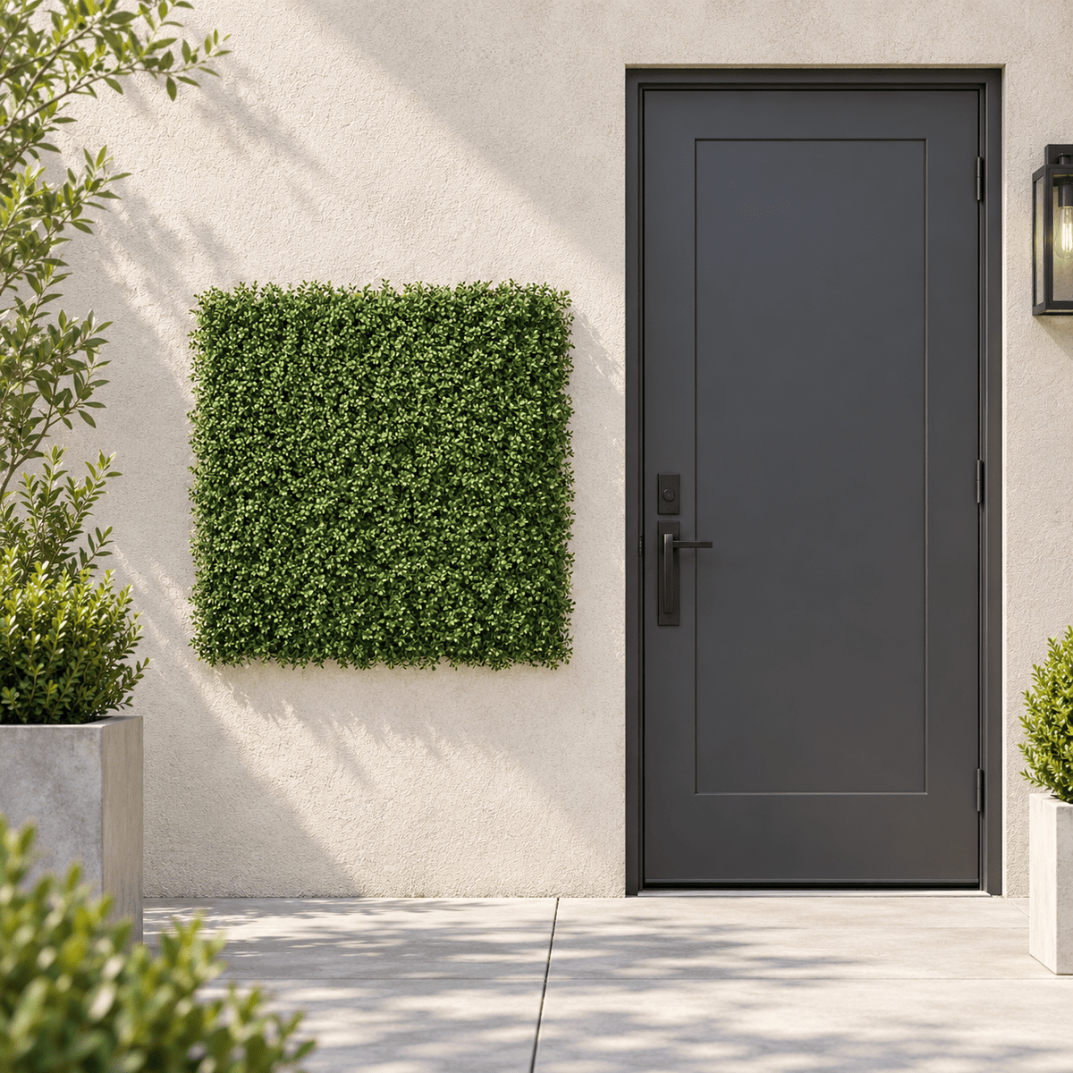 Dense Lush Boxwood Artificial Vertical Garden Green Wall Panel 40×40in 11 SQ FT – NFPA 701 Certified – UV Resistant – Commercial Grade