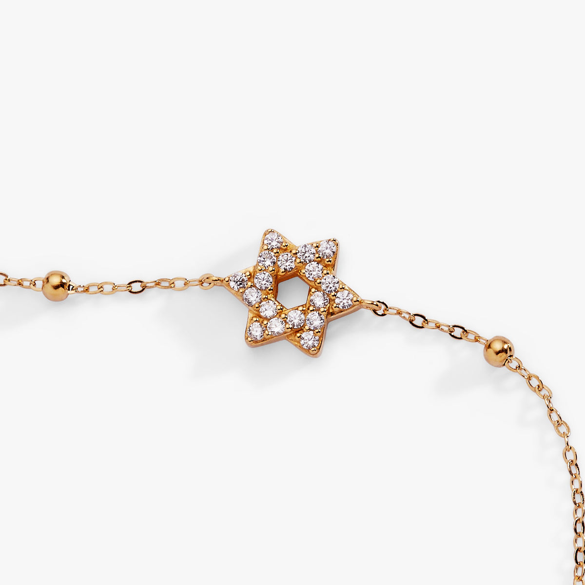 Star of David Delicate Pave Beaded Chain Bracelet