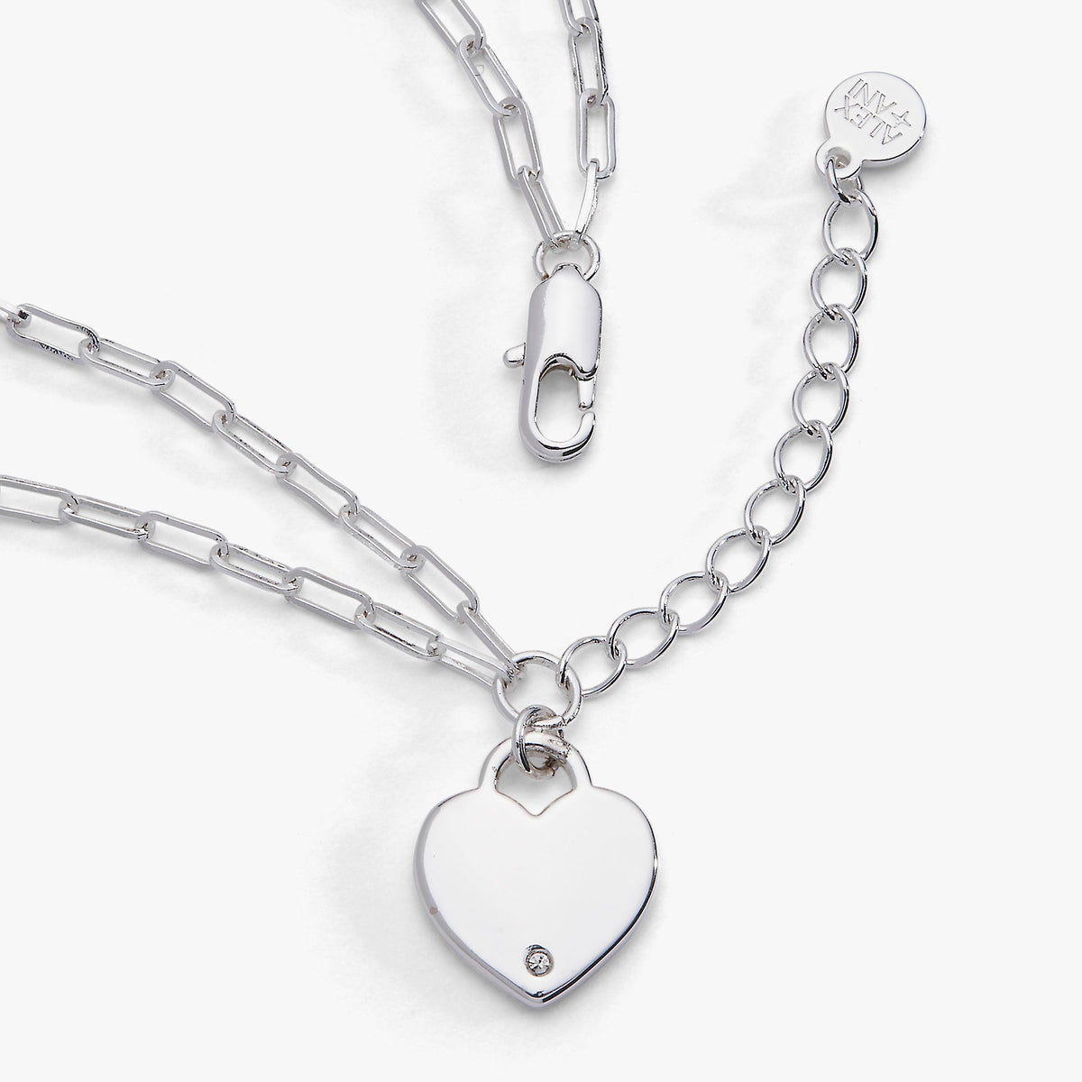 Heart Charm Double Paperclip Chain Bracelet