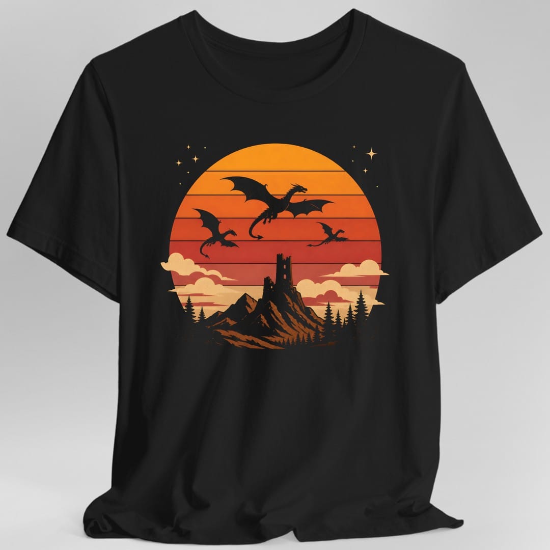 Dragon Castle Retro Sunset T-Shirt