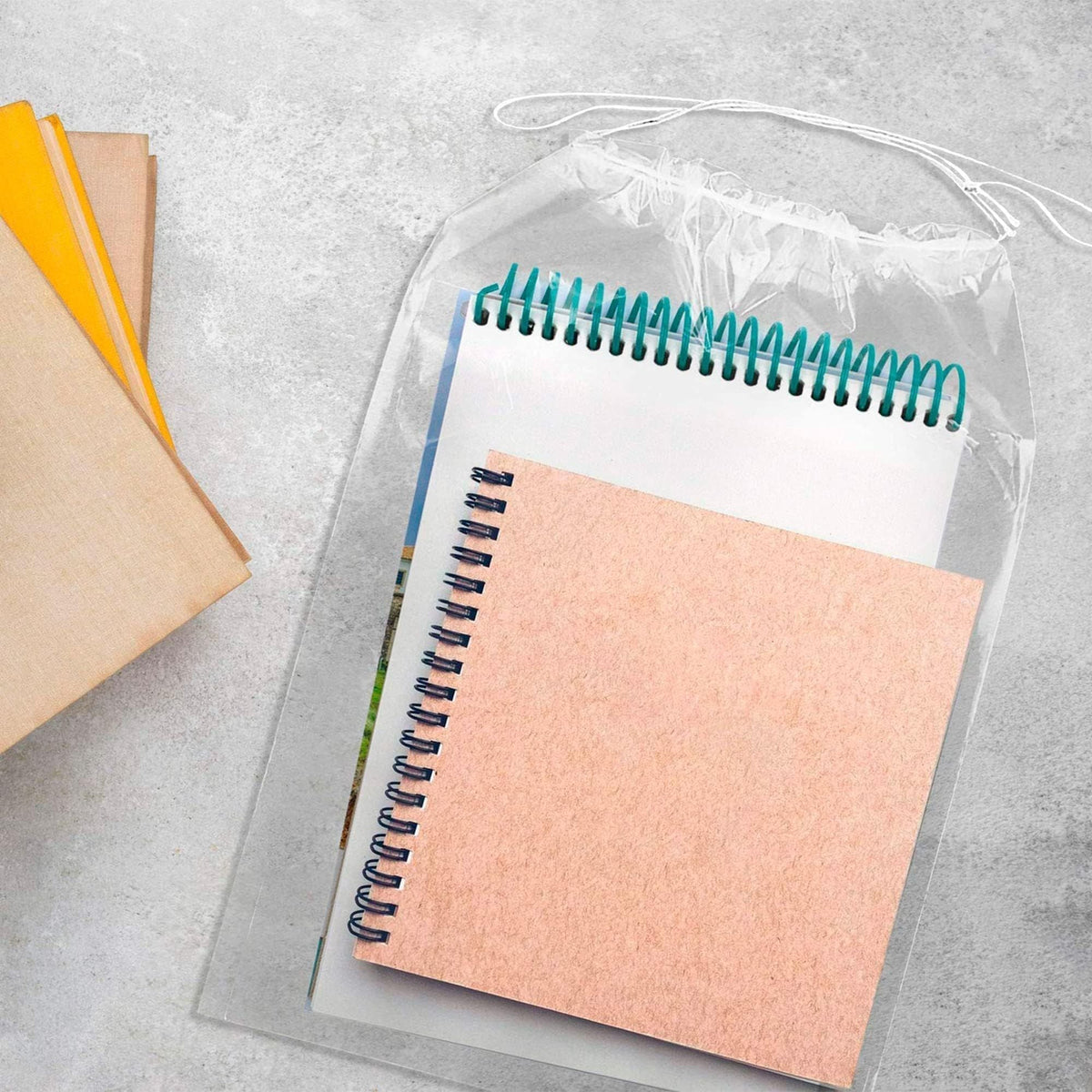 Clear Drawstring Bag, 12 x 18 Inches. Pack of 100 Clear Plastic Drawstring Bags. 2 Mil Drawstring Clear Plastic Bags. Waterproof Clear Plastic Bags Drawstring for Cosmetics, Toiletries