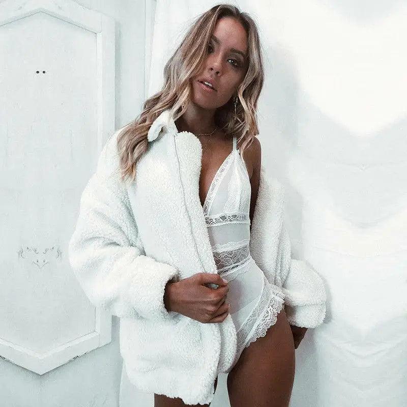 Durable Autumn Winter Faux Fur Coat For Women Casual Warm Soft Zipper Fur Jacket Plush Overcoat Pocket Plus Size Teddy Coat For Female