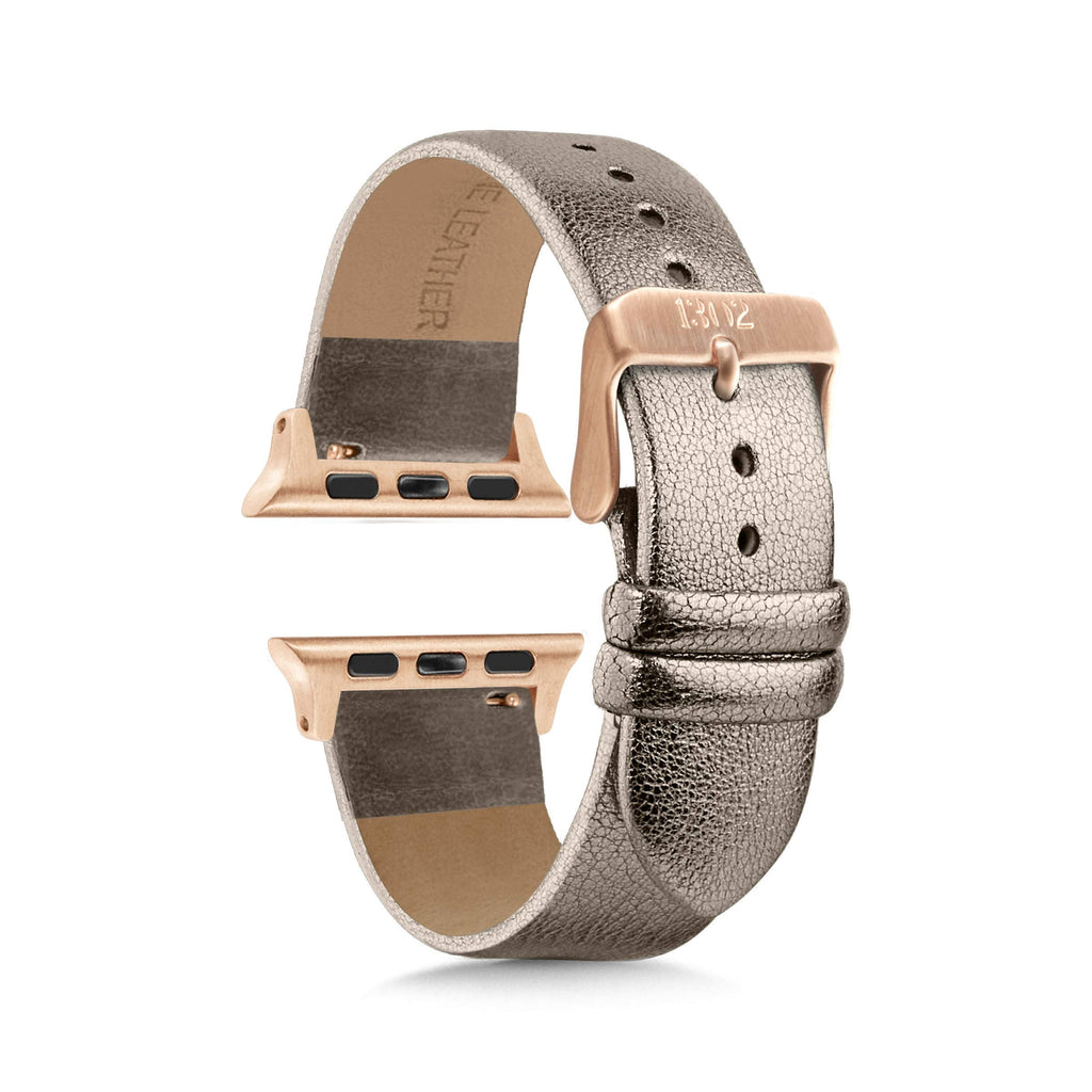 1302 Compatible with Leather Apple Watch Band 41mm Apple Watch Band Leather Apple Watch Leather Band 38mm Brown Apple Watch Band Women Apple Watch Leather Strap Series 4 - For her (42mm/41mm/40mm/38mm Champagne Shimmer / Rose Gold Buckle)