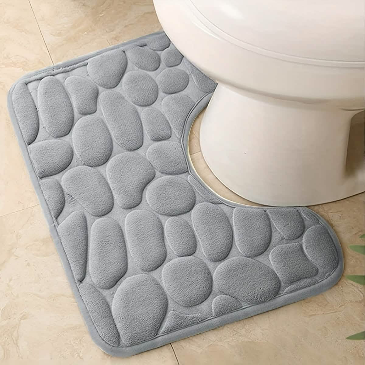 Ultra-Soft Memory Foam Bath Mat – Non-Slip, Absorbent (Gray Hexagon)
