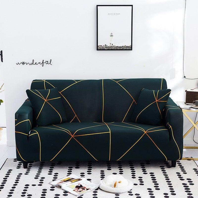 Elastic Sofa Covers for Living Room Stretch Slipcovers Sectional Couch Cover L Shape Corner Armchair Cover 1/2/3/4 Seater Slipcovers Elastic Stylish Printed Sectional Sofa Furniture Protector For Living Room