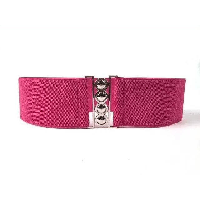 Elastic Wide Strap Plus Size Belts For Women Classic Party And Casual Dress Metal Snap Button Belts For Women
