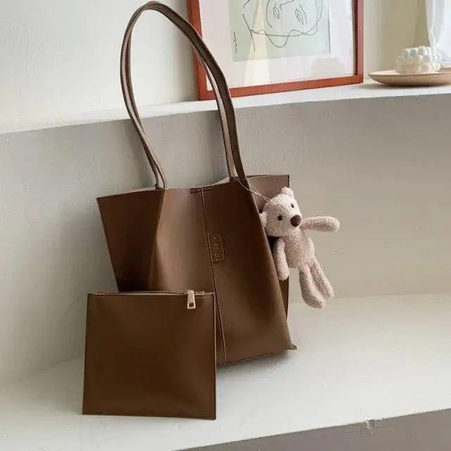 Elegant Ladies 2 piece set / suit Handbag Composite Bag Set Ladies Handbag Large Shoulder Bag Purse Bag Handbag For Females