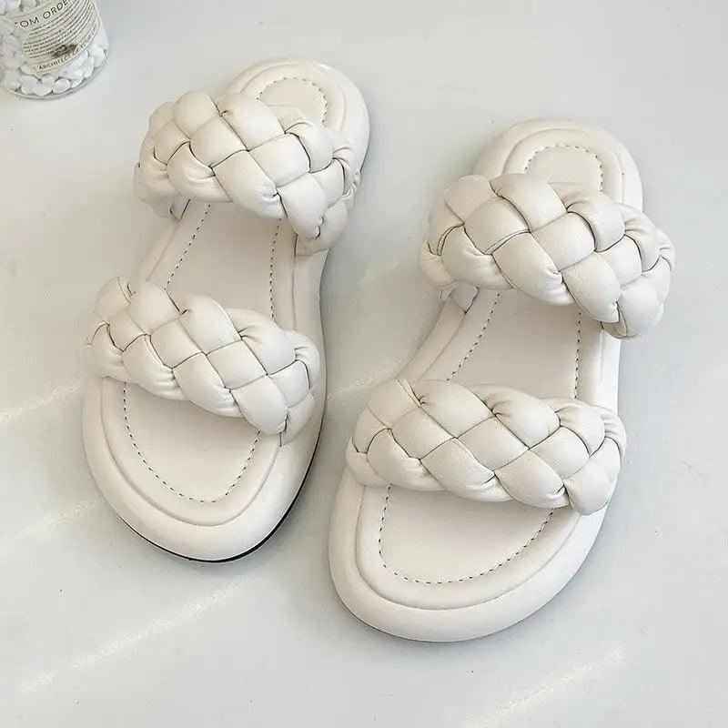 Elegant Solid Sandals Comfortable Women Summer Collection - Narrow Band Platform Cute Sandals Slippers Outfit indoor outdoor