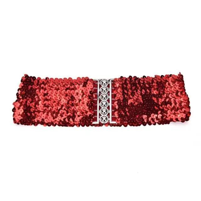 Elegant Wide Fabric Strap  Silver Metal Buckle Belts For Women Trendy Women's Fashion Stretchable Classic Color Belts
