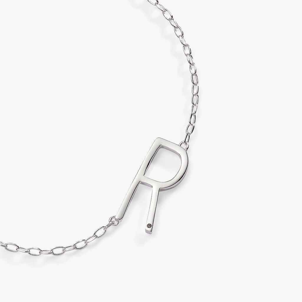 Initial R Precious Elongated Necklace