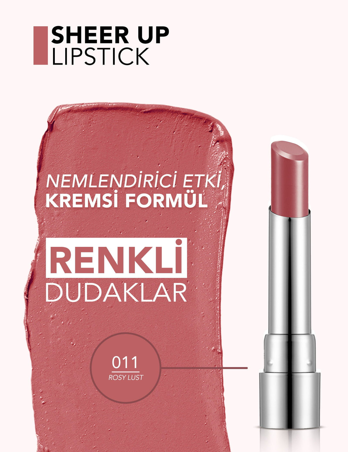Flormar Sheer Up Moisturizing Lipstick Glossy Finish 3.3g