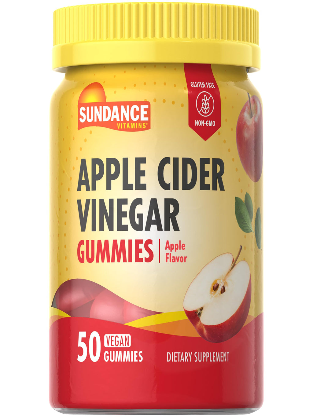Sundance Apple Cider Vinegar Gummies | 50 Count | Apple Flavor | Vegan Non-GMO and Gluten Free Supplement