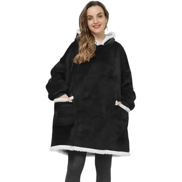Fashion Winter Oversized Hoodie Women Sweatshirt Hooded Bathrobe Coats Blanket With Sleeves Fleece Christmas TV Blanket Warm Blank Flannel Hoodie Cozy Plush Blanket Hooded Blanket Design Hoodie For Men Women