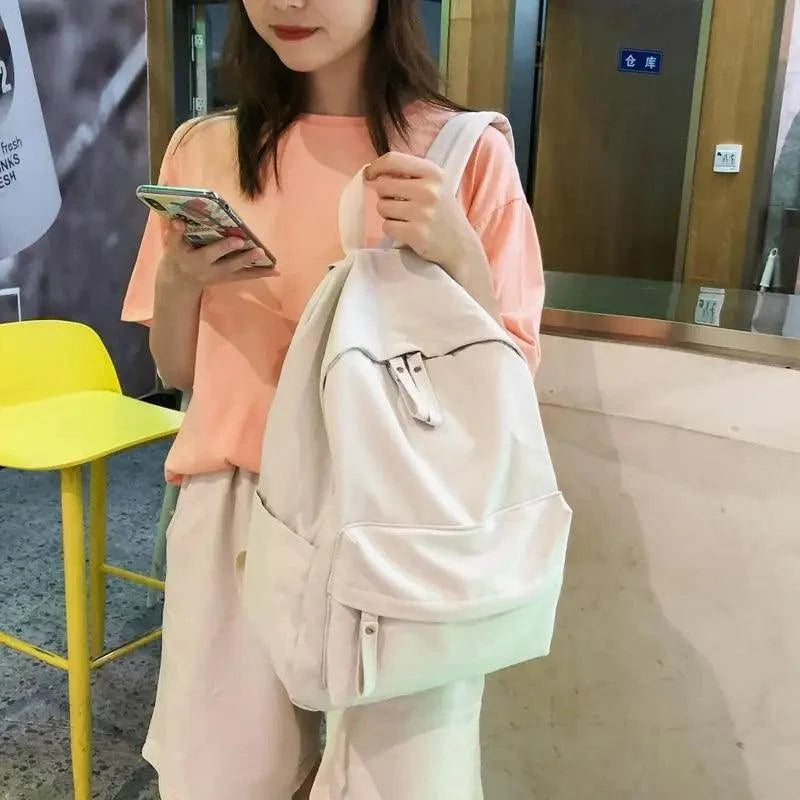 Fashionable Backpack And School Bag For Teenager Girls Stylish Anti Theft Laptop Shoulder Bags Solid Color Travel Backpack