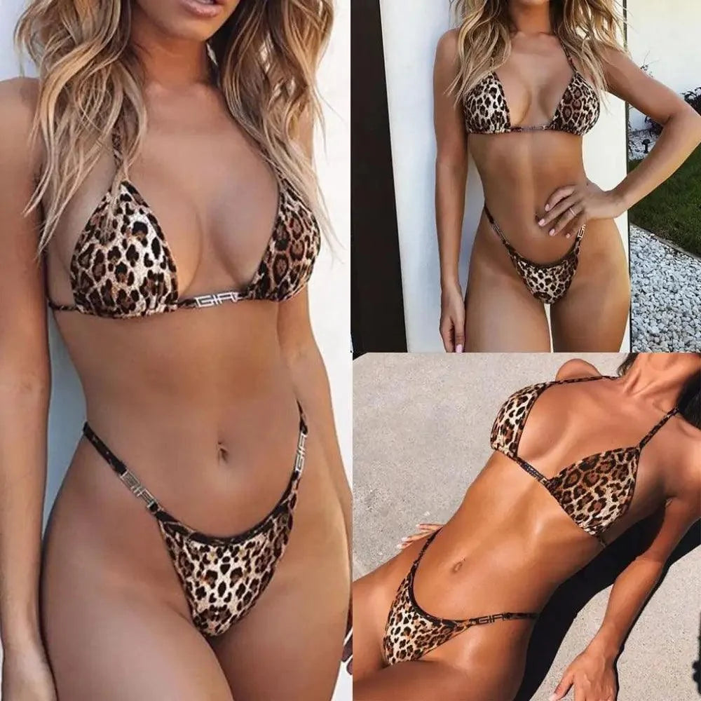 Female Leopard Bikini Set Push Up Thong High Cut Swimwear Women Mini Modern Swimsuit Bathing Suit