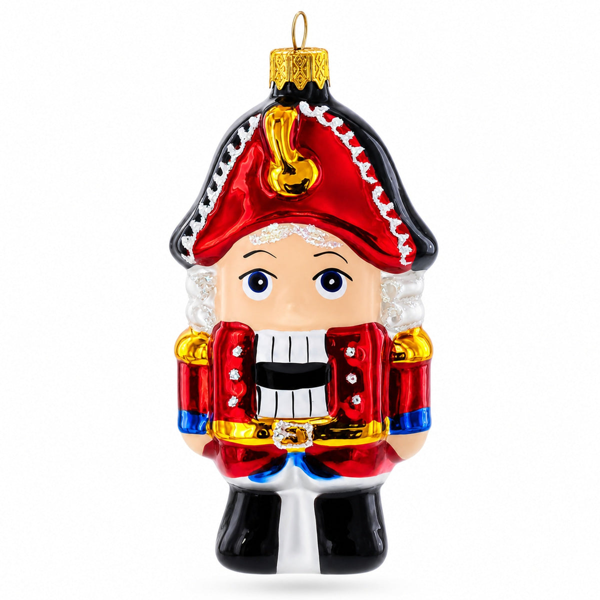 Red Nutcracker Soldier Glass Christmas Ornament