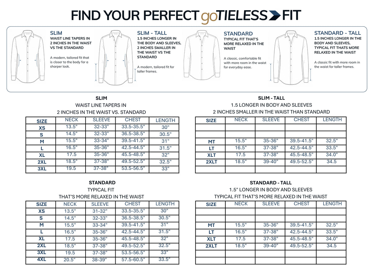 goTIELESS Ultimate Dress Shirt (White/Royal Palm)