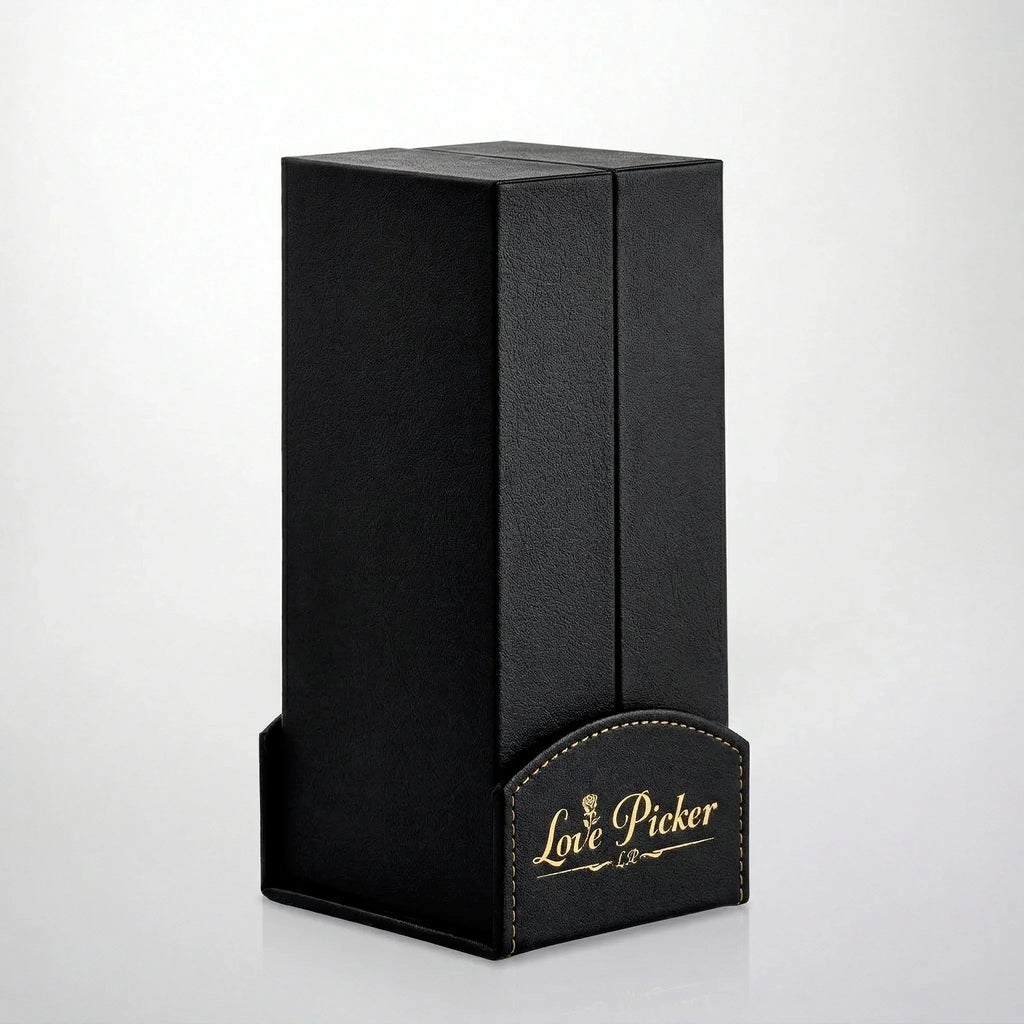 24K Gold Dipped Rose 7" In Onyx Luxury Black vegan Leather Gift Box