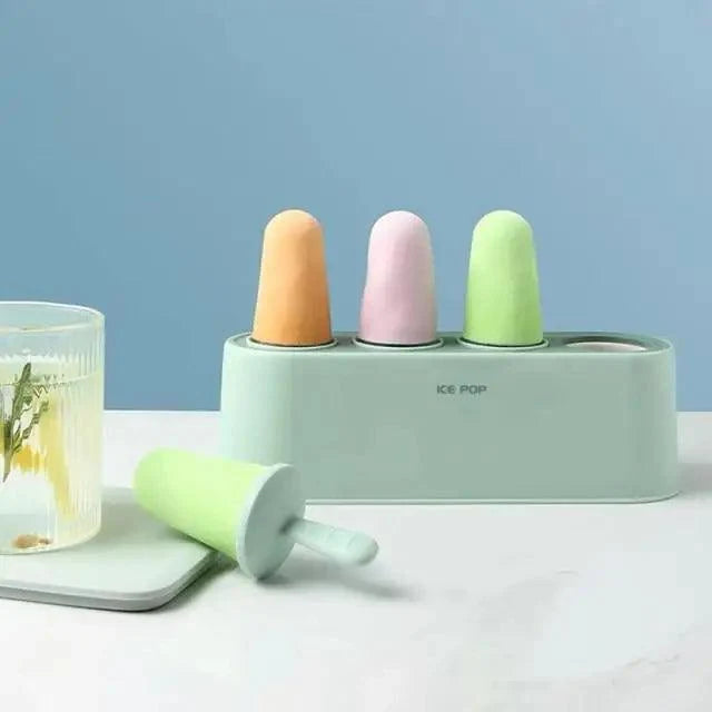 Home Ice Cream Mold Popsicle Tool Silicone 4-hole Popsicle Box Children Dessert Ice Cream Maker Kitchen Tools Diy Ice Cream