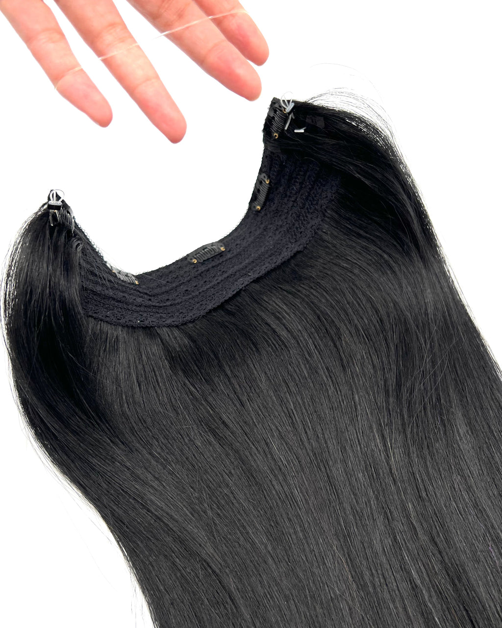 VIP BandX Halo System – 100% Human Hair Extensions, Silky Straight 18" with Clip