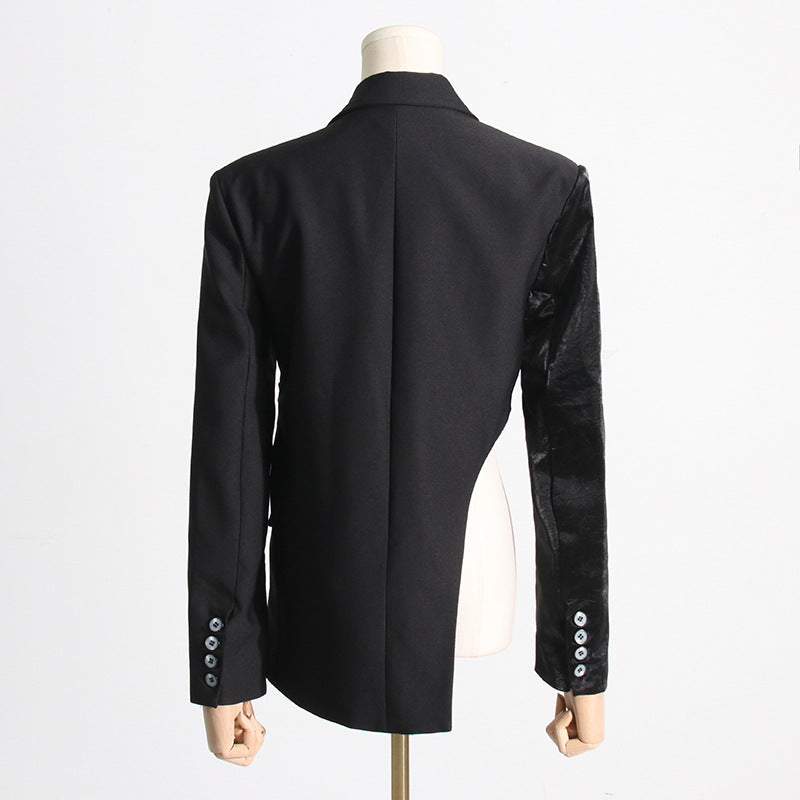 Irregular suit jacket women's waist cinched suit jacket