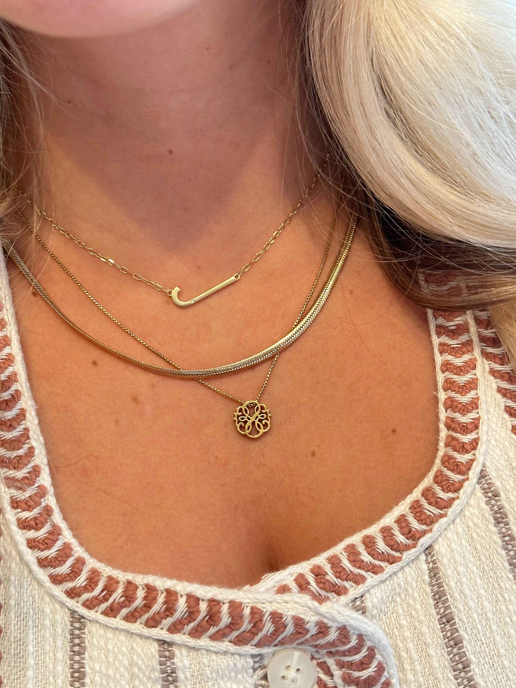 Initial J Precious Elongated Necklace