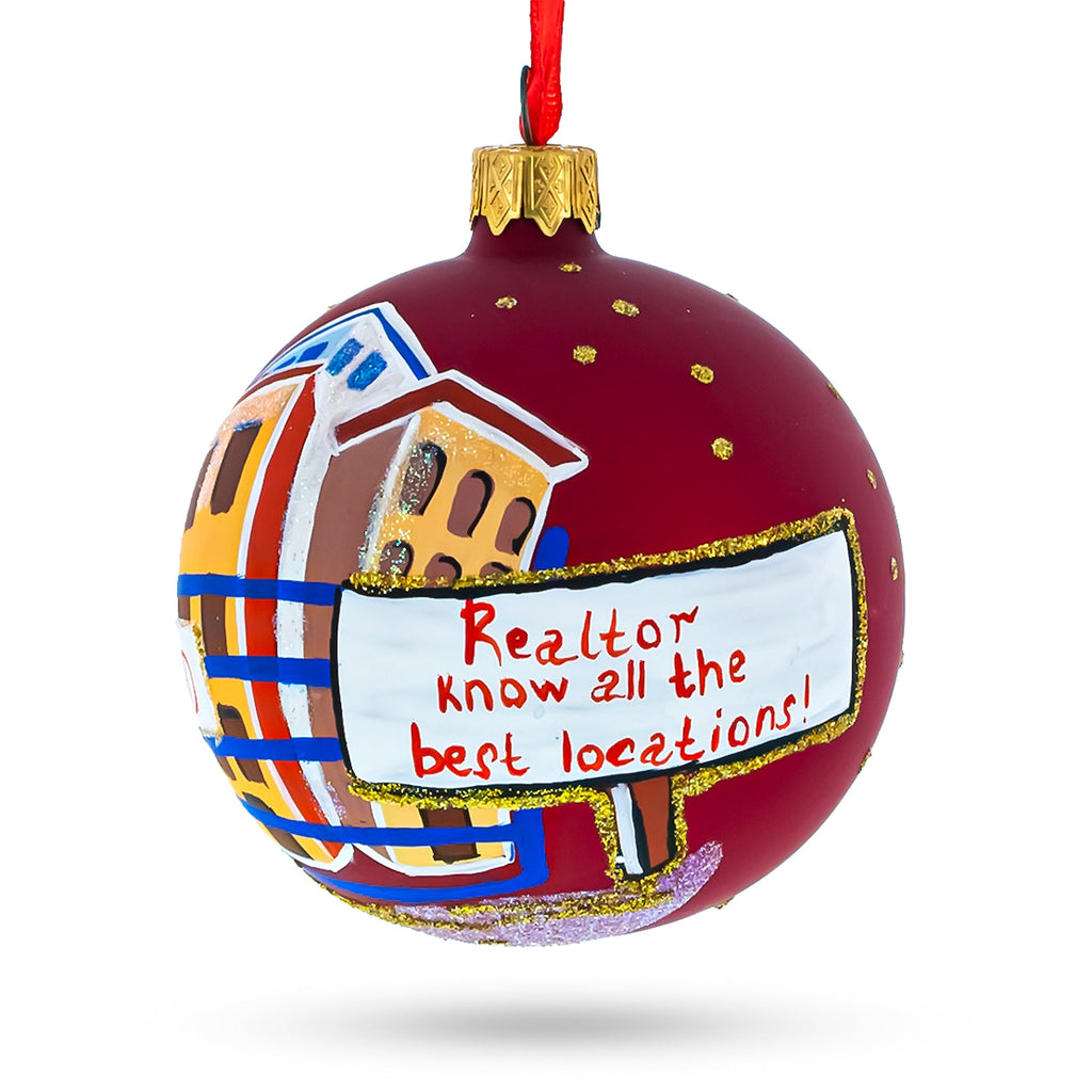 Real Estate Agent Glass Ball Christmas Ornament 3.25 Inches
