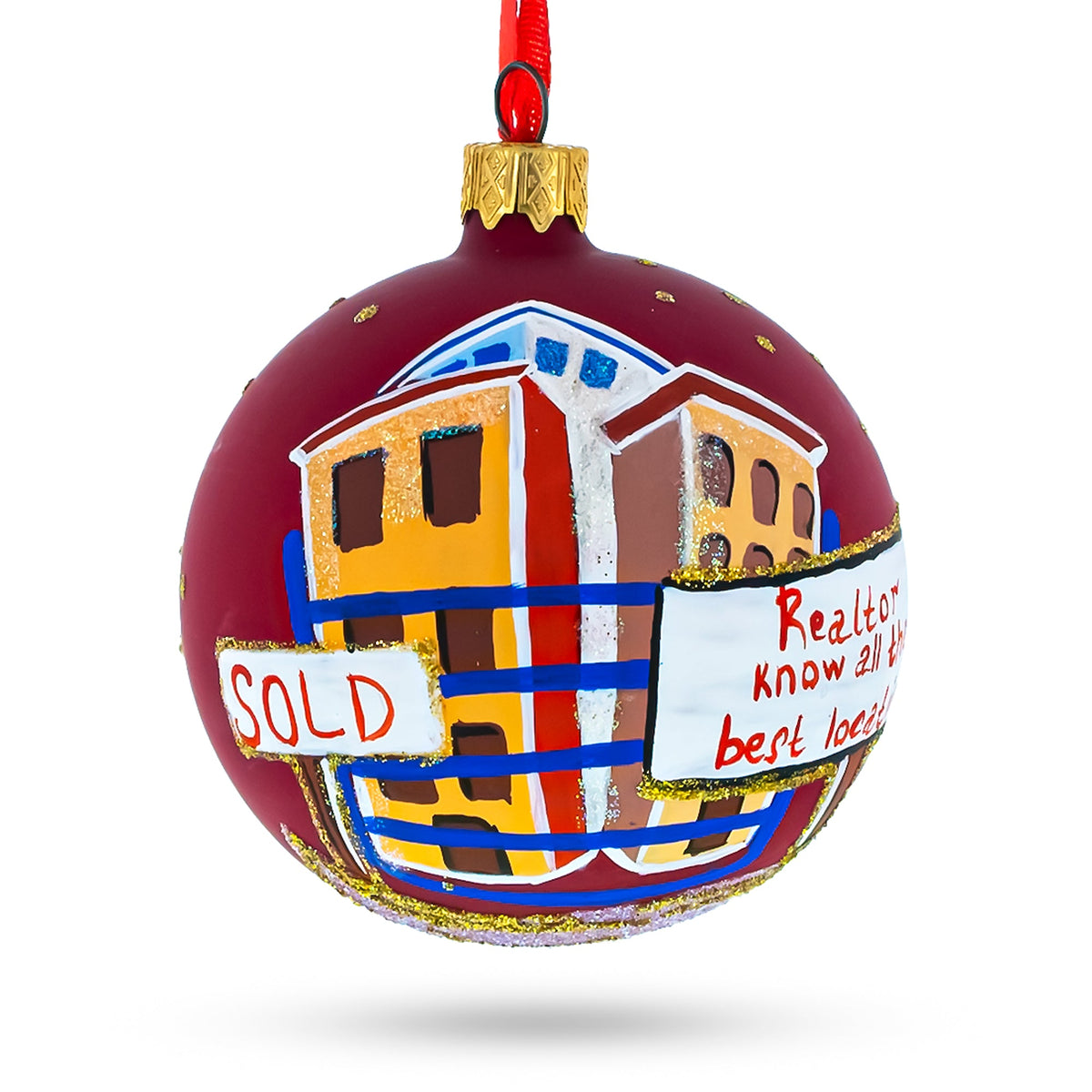 Real Estate Agent Glass Ball Christmas Ornament 3.25 Inches