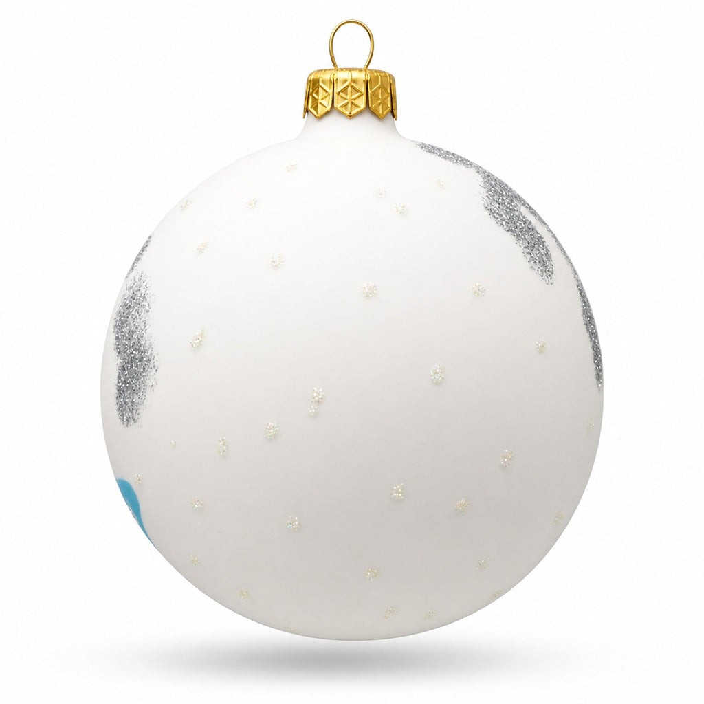 Two Penguins Glass Ball Christmas Ornament 4 Inches