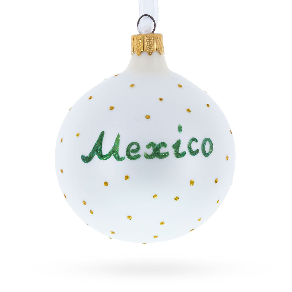 Mexico Coat of Arms Glass Ball Christmas Ornament 3.25 Inches