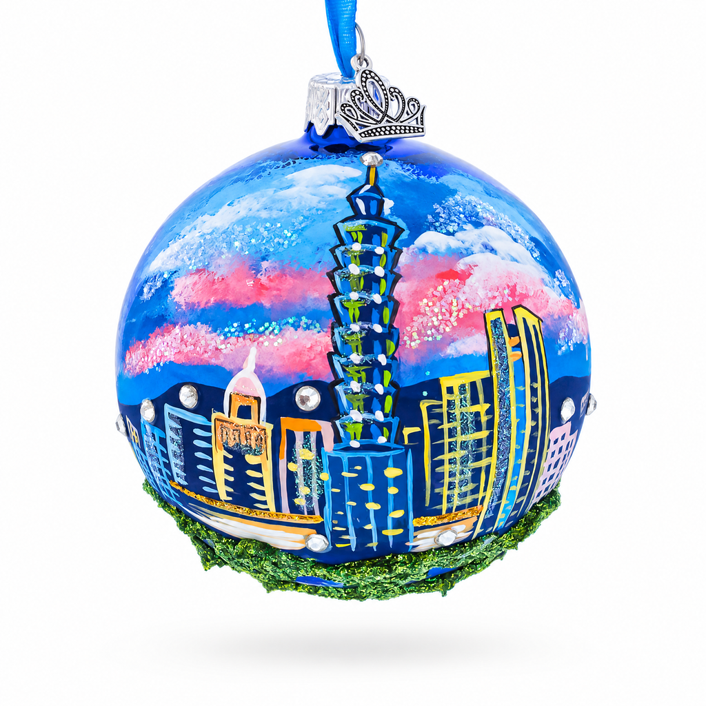Taipei, Taiwan Glass Ball Christmas Ornament 3.25 Inches