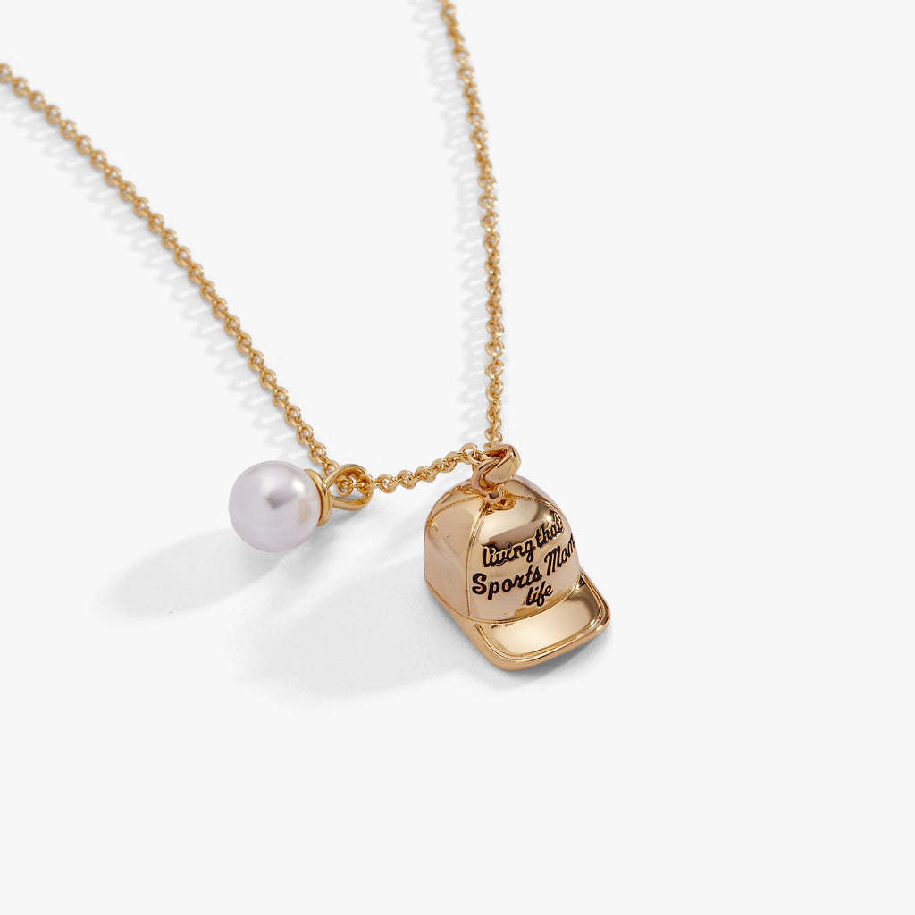 'Living That Sports Mom Life' Baseball Charm Necklace
