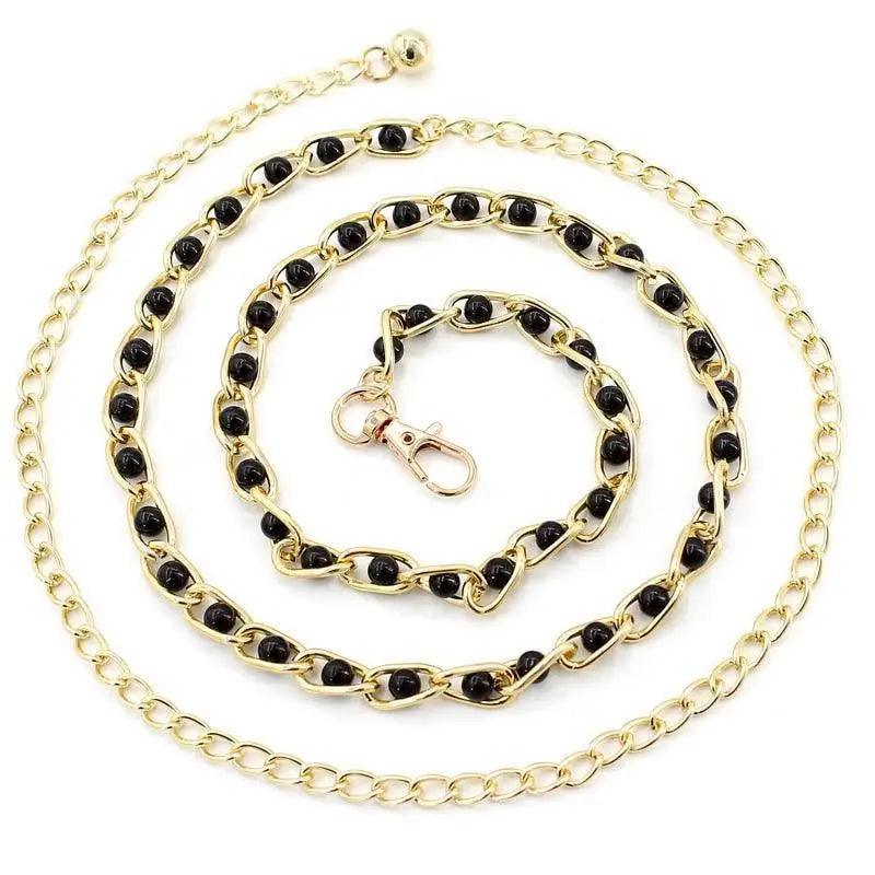 Luxurious Metal Adjustable Thin Strap Body Link Belts For Women Fashion Long Tassel Belly Metal Chain Waistbands For Women