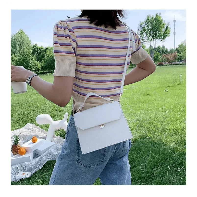 Luxury Snow White Crossbody Bags For Women And Girls Small PU Leather Handbag - Ladies Designer Evening Bags