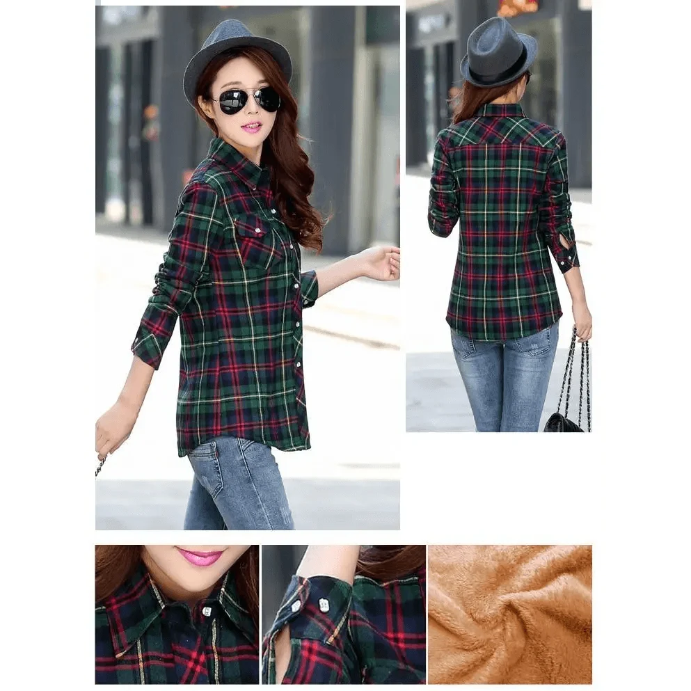 Luxury Winter Warm, Plus Velvet Thicken Plaid Shirt Style Coat Jacket For Women Clothes/Tops/Casual/Jacket/Outerwear For Female
